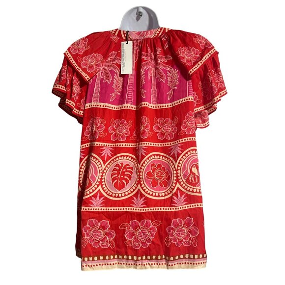 Cupcakes And Cashmere Womens Floral Tropical Print Blouse Size S Red Pink - Picture 2 of 8